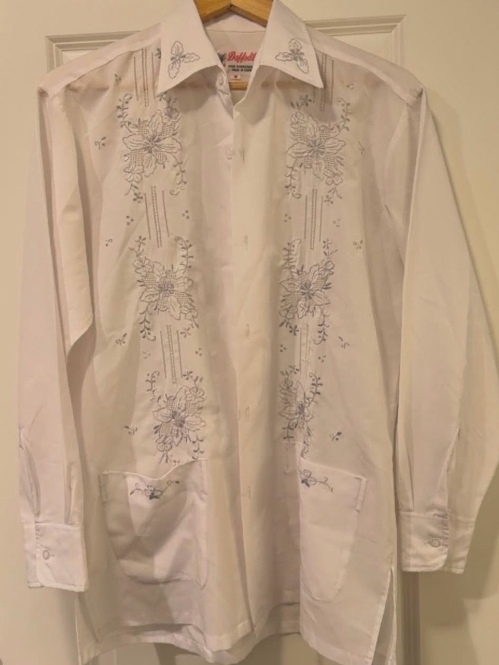 Embroidered White Button-Front Shirt by Ralphfield